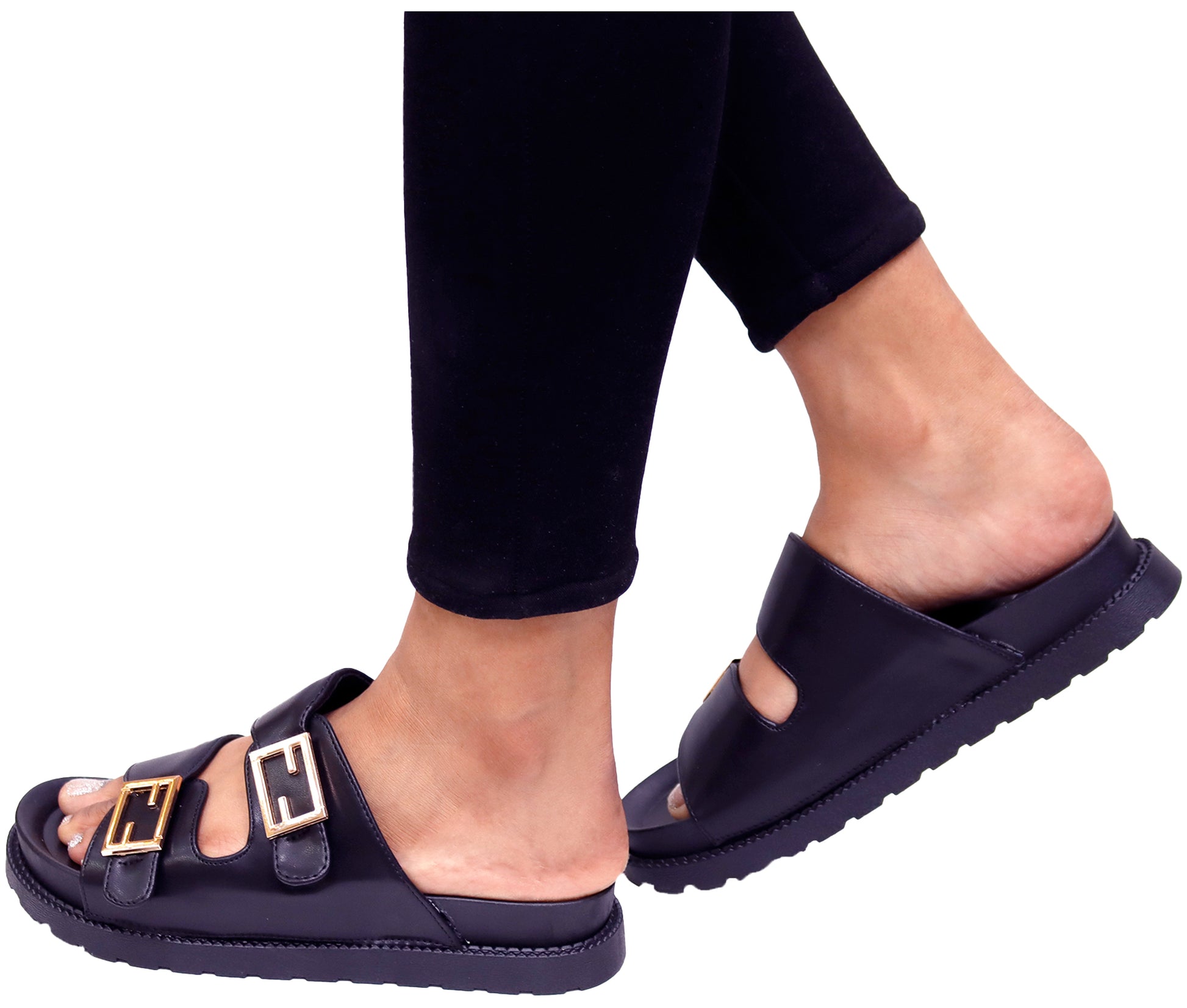 Chic Comfort Double Buckle Sandals – Trendy, Lightweight & Stylish