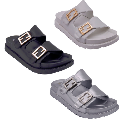 Chic Comfort Double Buckle Sandals – Trendy, Lightweight & Stylish
