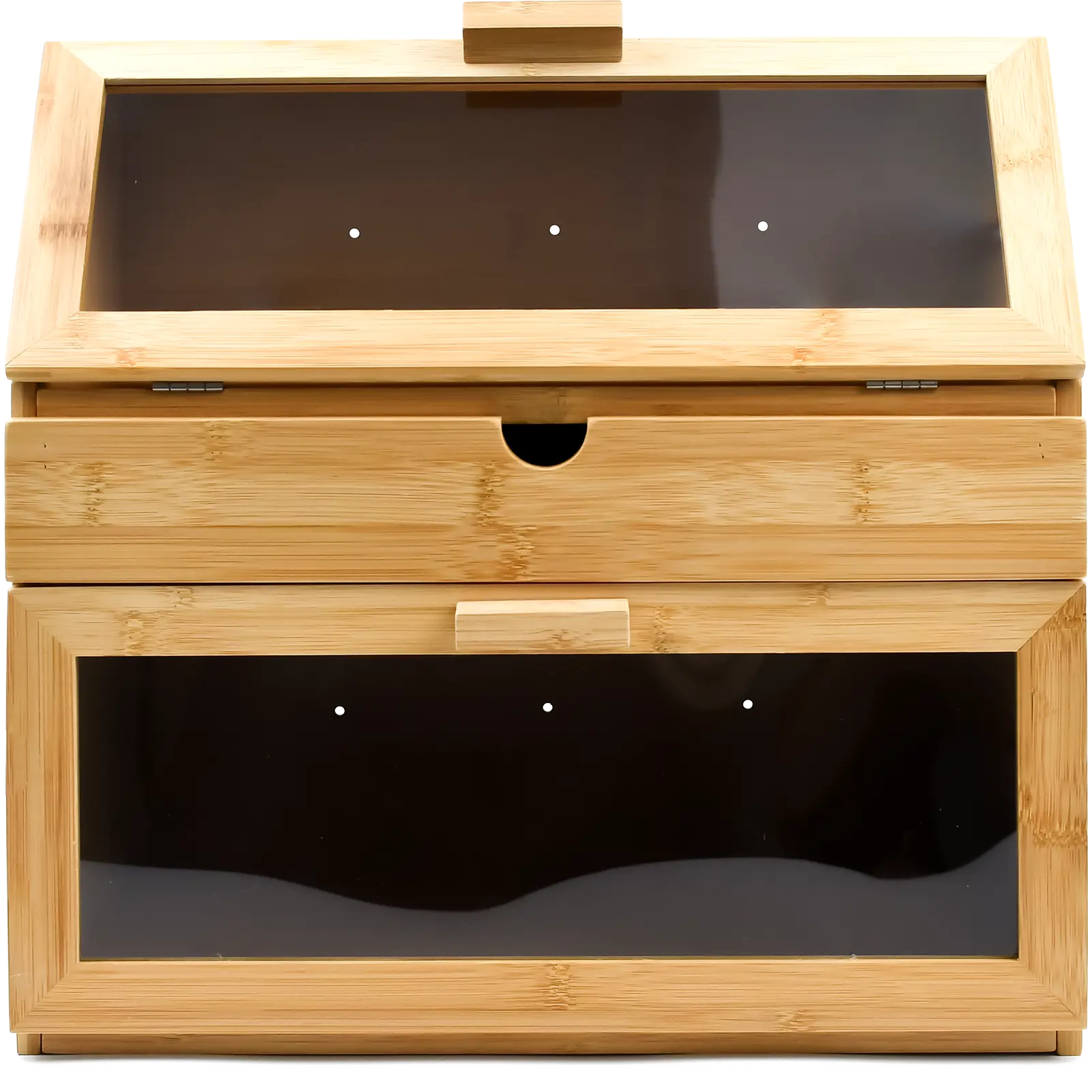 NUVTO Home BAM12 three-compartment bamboo bread bin with drawer