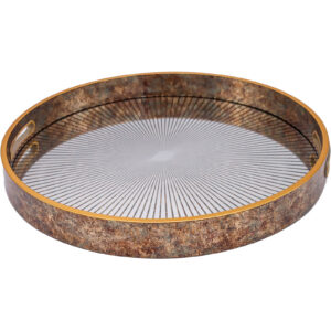 Moiré Gold Round Display Tray angled view