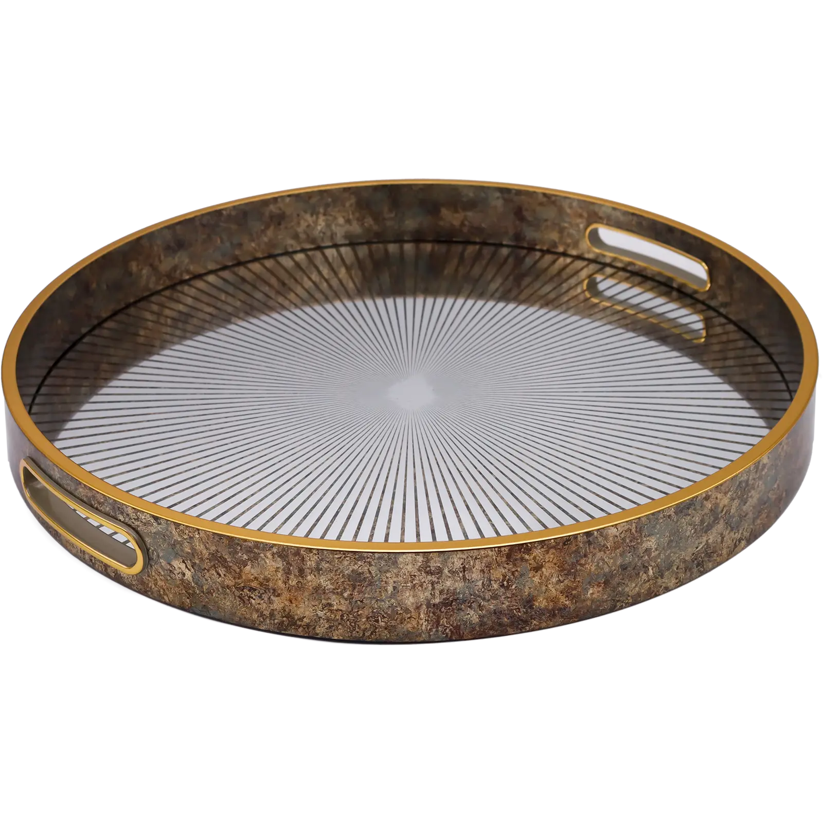 NUVTO Home TRY17 Moire gold round decorative display tray