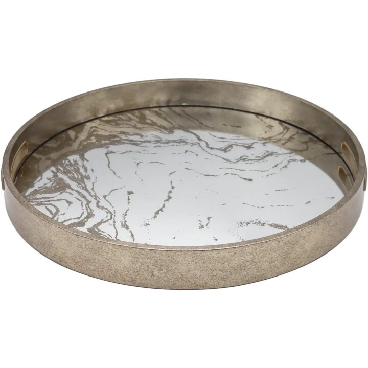 Marble-Effect Round Display Tray — Nagare