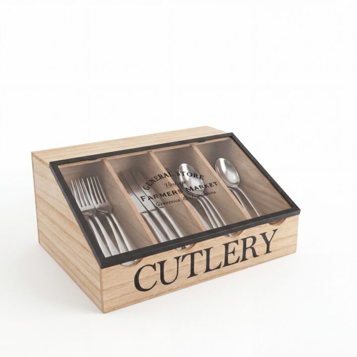 Mango Wood Utensil Caddy, 4 Compartments — Shokki
